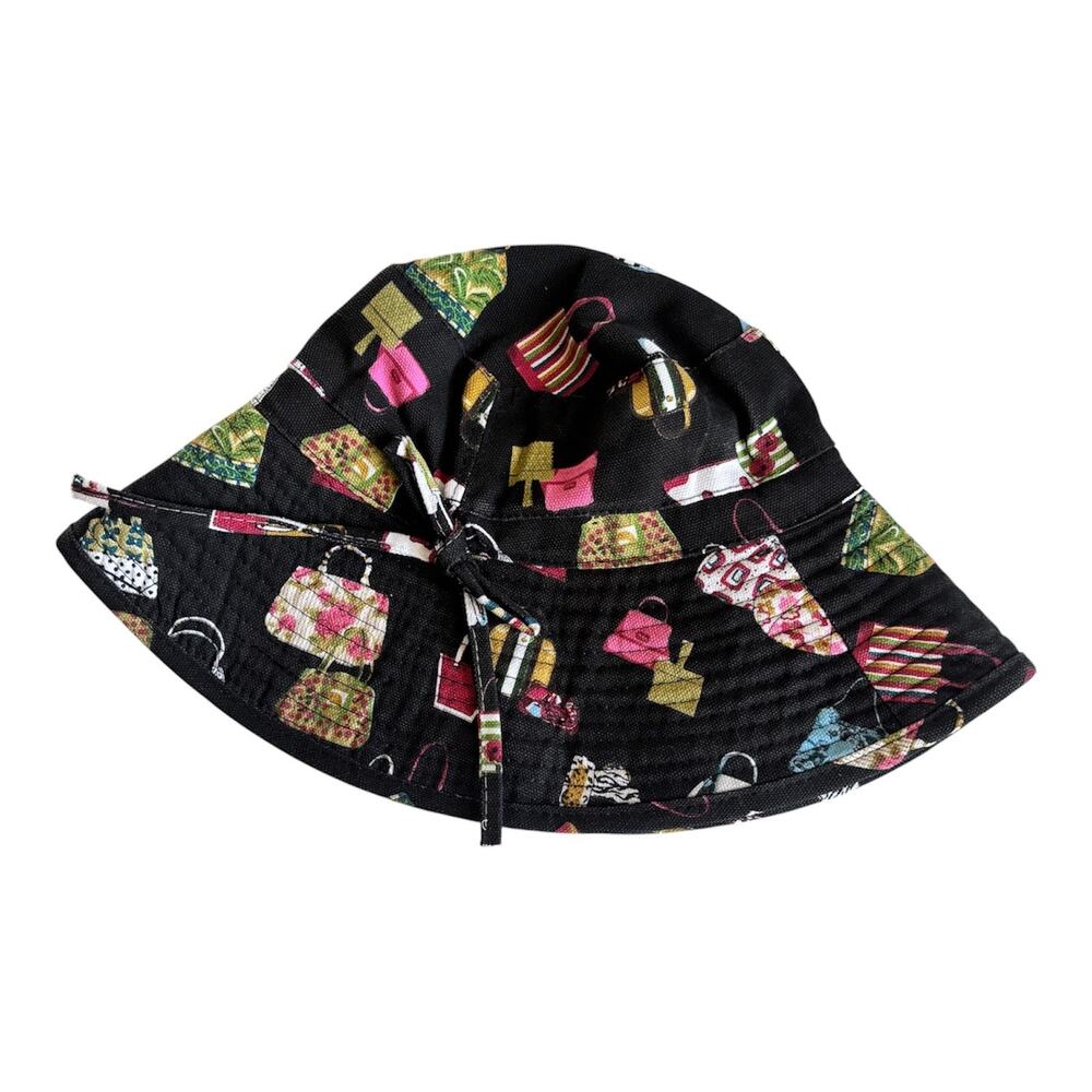 Retro Fashion Handbag Purse Print Bucket Hat Black Multicolor Whimsy Eclectic